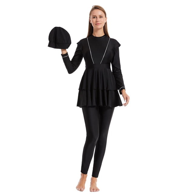 XEGLSBU Womens Burkini Swimsuits Muslim Modest Swimwear Islamic Full Body Swimming Top Pants Hijab Long Sleeve Rash Guard