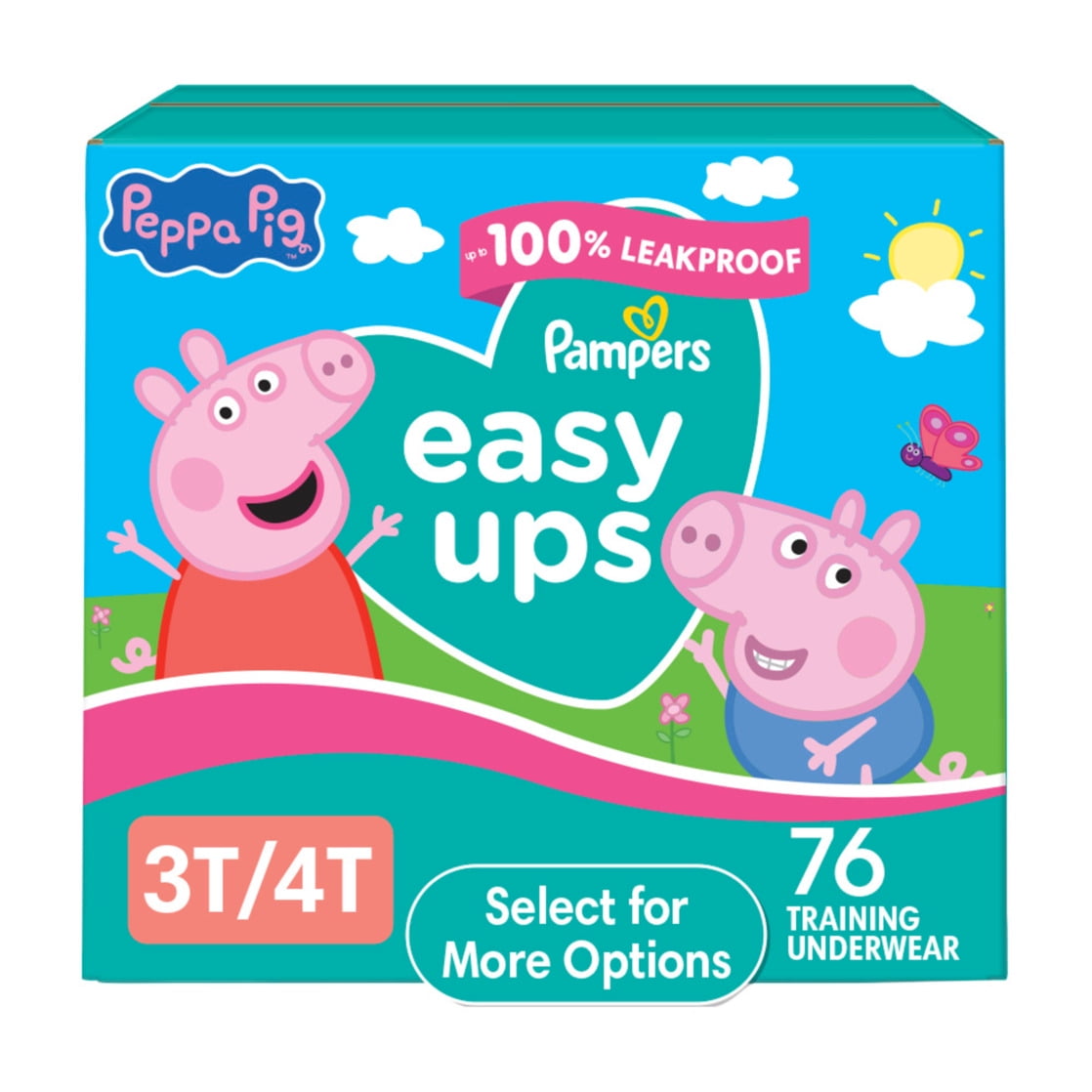 Pampers Easy Ups Peppa Potty Training Pants Girls Size 3T-4T, 76 Count (Select for More Options)