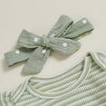 thumbnail image 7 of Baby Girl Outfits Hearts Print Long Sleeve Ruffle Onesie Elastic Pant and Bowknot Tie Cute Toddler 3 Piece Sets (6-9 Months, Green #A), 7 of 7
