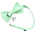 thumbnail image 3 of Boy's Mint Bow Tie with Handkerchief Set Pre-Tied Style Formal Satin Classic Bowtie for Tuxedo Faux Silk, by Adam Young (Medium, Mint), 3 of 5