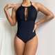 thumbnail image 5 of Bikini De Una Pieza Traje de baño de una pieza con lazo elástico alto en la espalda abierta de color sólido Cgtredaw Para estrenar, 5 of 7