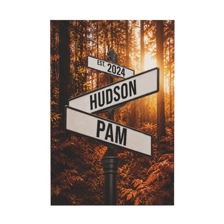 Personalized Vintage Street Sign Canvas Wall Art With Names And Date For Anniversary Or Wedding 12*18in