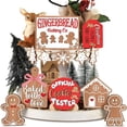 thumbnail image 7 of XIBUFE 12Pcs Christmas Tiered Tray Decor Christmas Wood Tabletop Decor Gingerbread Man Xmas Tabletop Farmhouse Coffee Signs Snowmen for Christmas Winter Farmhouse Home Party Holiday Decoration, 7 of 7