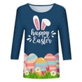 thumbnail image 4 of MuXiKeJi Clothes Easter T Shirts for Kids Womens Easter Day Cartoon Bunny 3/4 Sleeve Tunic Blouse Going Out Tops, 4 of 4