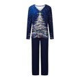 thumbnail image 4 of Hueook Winter Pajamas for Women Pajamas Sets Clearance Women Christmas Printed V-neck Casual Long Top Pants Pajama Set Multicolor 3X, 4 of 4