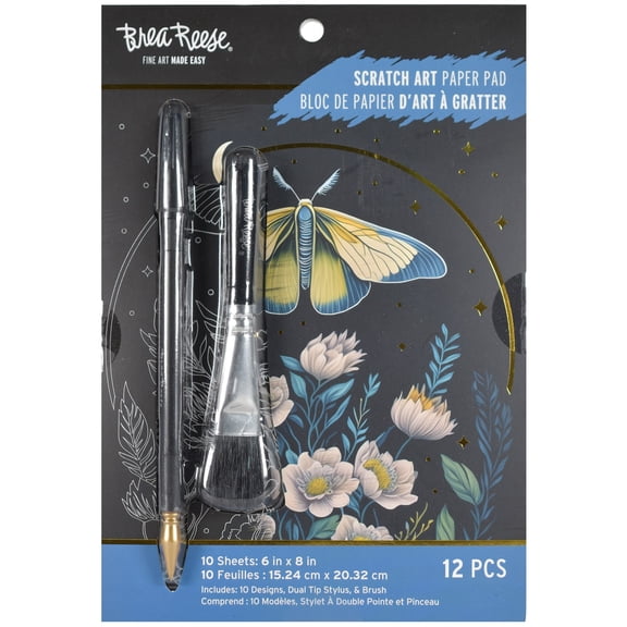 Brea Reese Scratch Art Paper Pad - Midnight Botanicals - Guided Art, 6x8