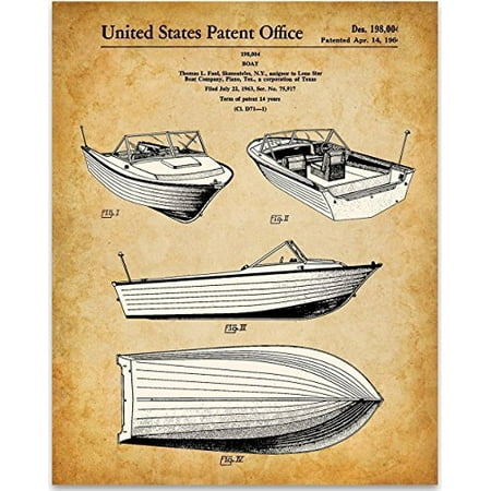 1964 Motor Boat - 11x14 Unframed Patent Print - Great Gift for Motorboat Owners or Home Decor for Lake Houses and Beach (Best Gifts For Lake House Owners)