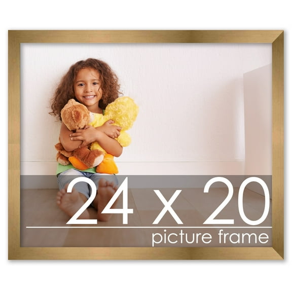 24x20 Gold Bronze Wood Picture Frame - UV Acrylic, Foam Board Backing, Hanging Hardware