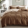 thumbnail image 2 of Exclusivo Mezcla Twin Bedding Duvet Cover Set, 2 Pieces Lightweight Comforter Cover with Pillow Sham (Brown and Brich Beige), 2 of 8