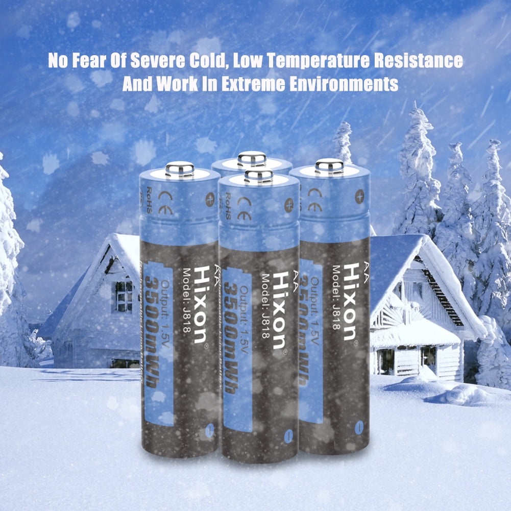 Hixon Lithium Batteries AA, 8-Pack 3500mWh 1.5V Rechargeable AA Lithium Batteries, over 1500 Cycles with 4 Solt Charger