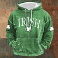 thumbnail image 1 of Ceisia Men's Irish Four-Leaf Clover Print Hoodie | Vintage Washed Relaxed Long-Sleeve Casual Sweatshirt Gift, 1 of 3