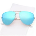 thumbnail image 5 of SUN LOUNGER Women's Oversized Metal Frame Classic Aviator Sunglasses with Spring Hinges - Mirror Blue Lens on Gold Frame, 5 of 8