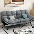 thumbnail image 2 of Dextrus 70" Deep Futon Convertible Sofa Bed with Adjustable Backrest and Armrest, Cat-Scratch-Proof Fabric Sleeper Couch, Dark Gray, 2 of 9