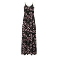 thumbnail image 3 of QLEICOM Women's Summer Casual Floral Printed Bohemian Spaghetti Strap Floral Long Maxi Dress with Pockets Boho Printed Hoop Sling Beach Long Dress Black C XXL, US Size: 12, 3 of 4