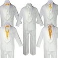 thumbnail image 1 of Baby Boy Teen White Satin Shawl Lapel Suits Tuxedo YELLOW Satin Bow Necktie Vest, 1 of 5