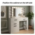 thumbnail image 6 of EOP Large Makeup Vanity Desk with Mirror & Lights, Vanity Table with 3 Drawers, 8 Shelves and 1 Large Cabinet, 3 Color Modes & Adjustable Brightness Dressing Table, White, 6 of 11