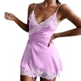thumbnail image 2 of Summer Sales Under $5 CNJKEHIUV Ladies Stretch Satin Nightdress Home Pajamas for Women M, 2 of 9