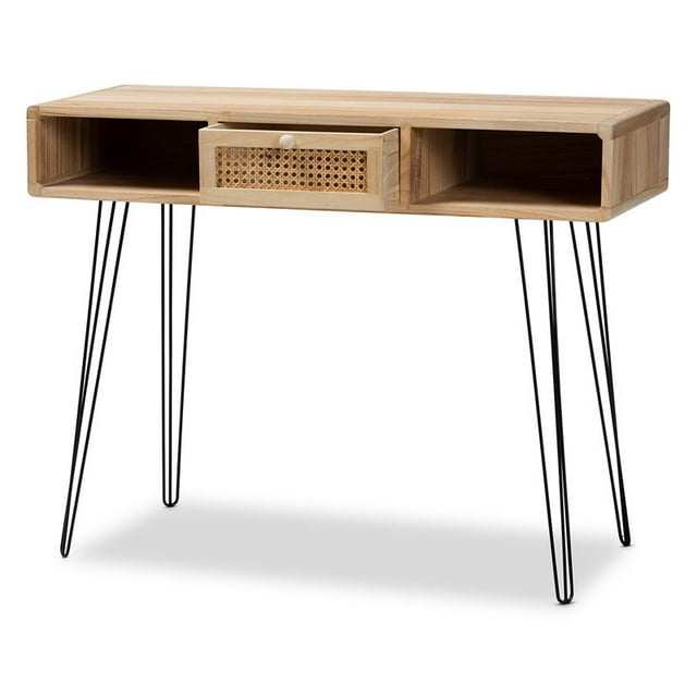 Baxton Studio Console 1 Tiroir en Bois Brun et Métal Noir Harrell