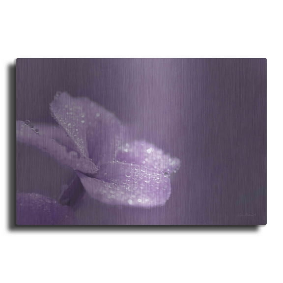 Luxe Metal Art 'Purple Dew' by Lori Deiter, Metal Wall Art, 36"x24"