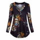 thumbnail image 2 of Camisa de manga larga con cuello en V superior para mujer Blusa con estampado floral informal, 4XL, Negro Noticed AP000933-31, 2 of 7