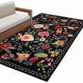 thumbnail image 6 of Watercolor Flowers Kitchen Runner Rug 2.7x5 Washable Runners for Hallway Non Slip Farmhouse Floral Vintage Black Large Area Rug Indoor Floor Carpet for Bathroom Laundry Entryway Bedroom Living Room, 6 of 8