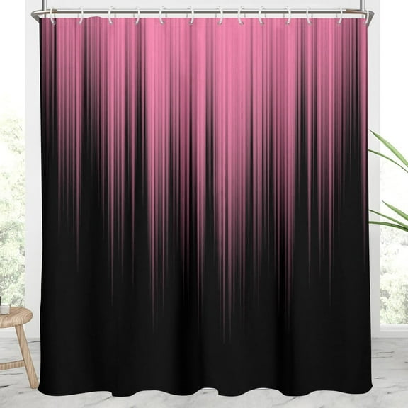 Pink and Black Shower Curtain Ombre Gradient Girls Girly Cute Preppy Women Teen Designer Glam Two Tone Modern Art Unique Aesthetic Funny Home Bathroom Decor Bathtub Set, 72x84, Fashion