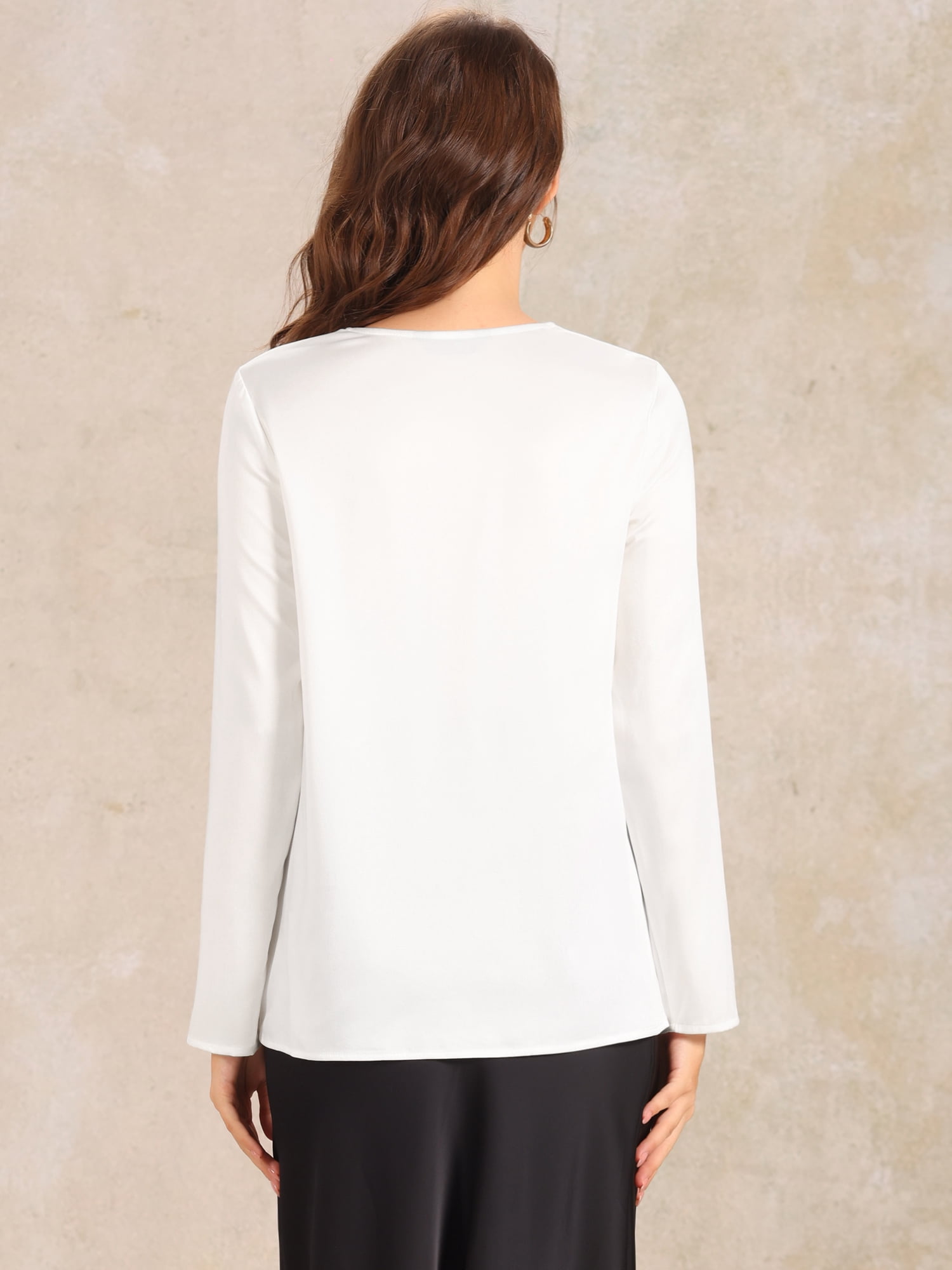 DARING DIVA Women's Square Neck Loose Flowy Business Blouses S White