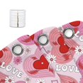 thumbnail image 3 of Pink Valentine's Day Shower Curtain, Cute Hippie Heart Love Music Notes Vinyl Record Bathroom Accessories, Geometric Heart Design Happy Valentines Bathroom Decor Set with Hooks, 72X72in, 3 of 6