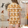 thumbnail image 4 of XAOFW Halloween Pajamas Pumpkin Ghost Printed Lapel Collar Girls Pajamas Sets Short Sleeve Button Down Tops And Elastic Waist Shorts Kids 2 Piece Loungewear Sets Trendy Nightwear 2-3 Years, 4 of 8