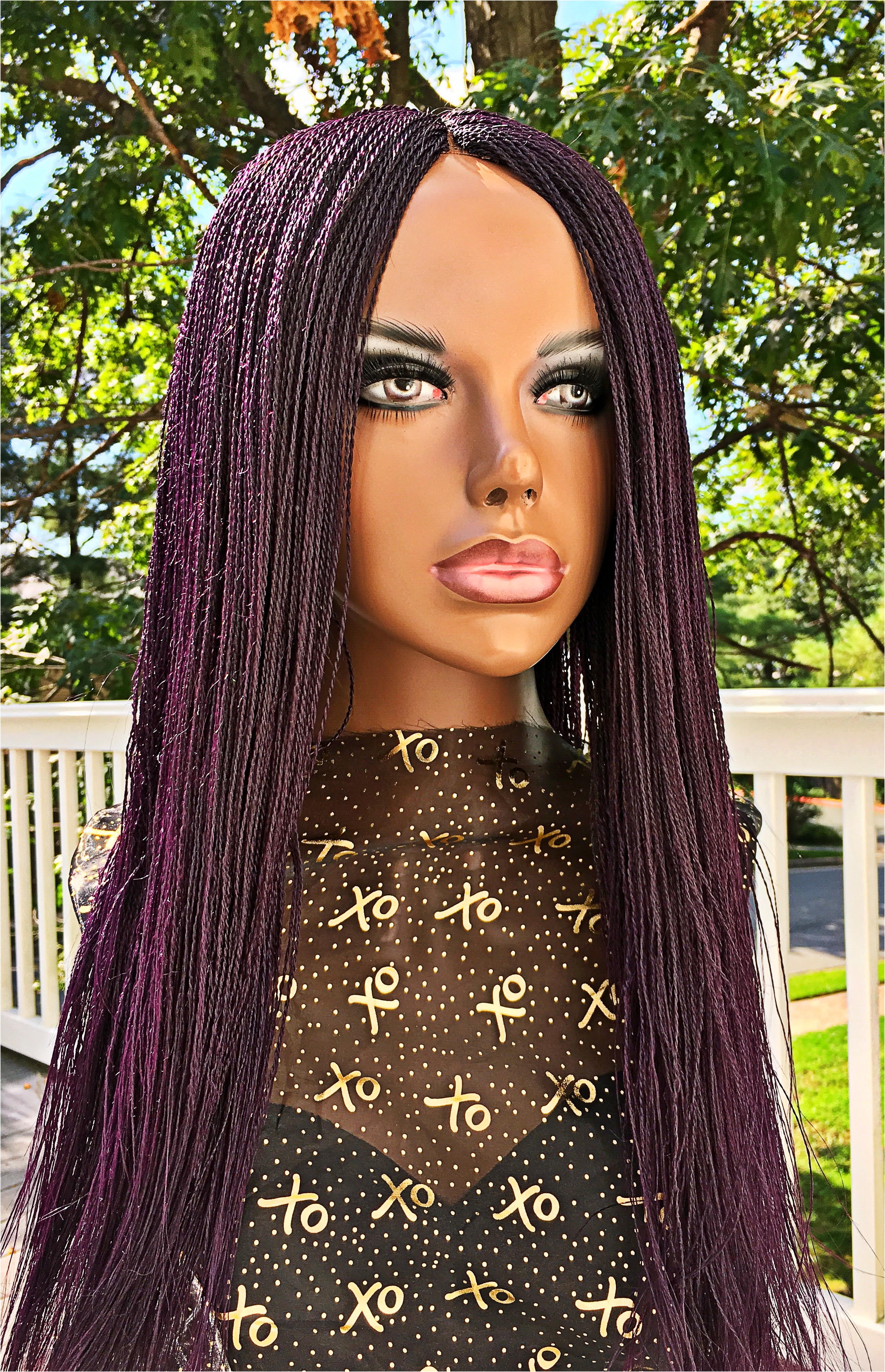 2Chique Boutique Women's Handmade Micro Twist Braided Wig Color Purple