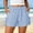 *Blue, variant on Women’s Plaid Elastic High Waist Shorts with Lace Up Sides,Casual Summer Shorts with Pockets Red,Women's Plus XXL