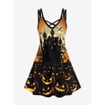 thumbnail image 1 of Rosegal Women's Plus Size Halloween Pumpkin Castle Print Dress, 1 of 5