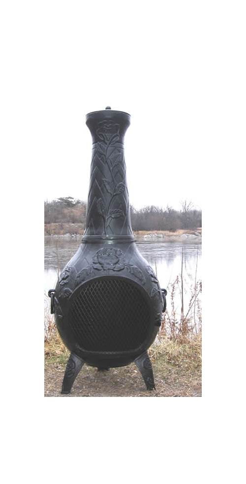 Outdoor Chiminea Fireplace Rose in Charcoal Finish (Without Gas) by The Blue Rooster
