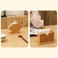 thumbnail image 6 of Bamboo Tissue Box Cube Fan Shape Draw Paper Napkin Holder Boxes for Home Kitchen Dining Table Decoration Storage Organization Holder, 6 of 8