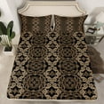 thumbnail image 2 of Manfei Bohemian Damask 3pcs Twin Sheet Sets,Black Golden Twin Fitted Sheet,Boho Flower Breathable Flat Sheet,Exotic Room Decor, 2 of 7