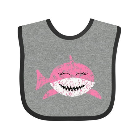 

Inktastic Cute Distressed Pink Shark Boys or Girls Baby Bib