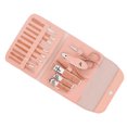 thumbnail image 2 of Juego de manicura de acero al carbono de 16 piezas, cortaúñas profesionales, tijeras para cejas, alicates para cutículas, kit de pedicura, rosa claro, 2 of 10