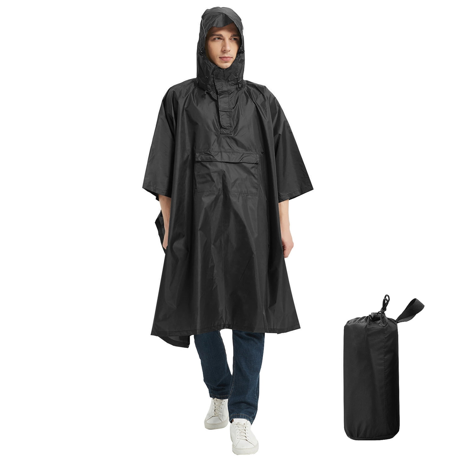 Rain Poncho with Hood Waterproof Rain Jackets Polyester