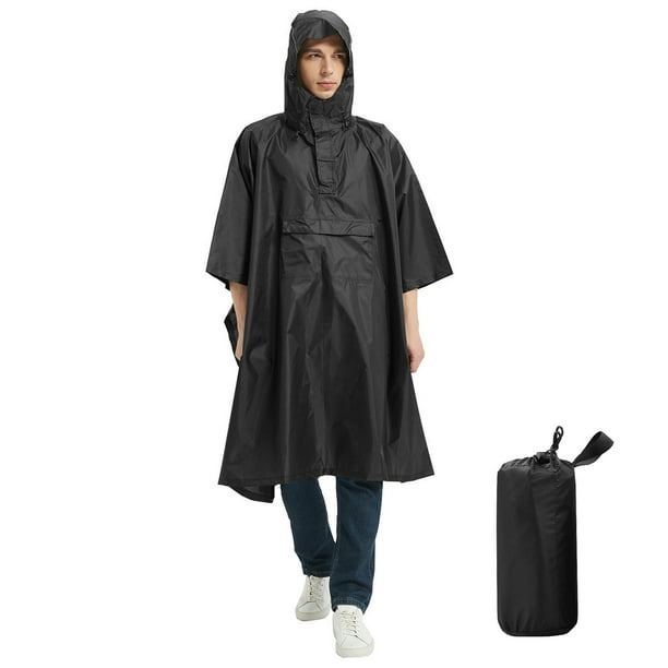 Impermeable Poncho de lluvia con capucha Chaquetas impermeables para la lluvia Capa de lluvia de tafetán de poliéster para senderismo Camping Ciclismo