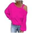 thumbnail image 2 of AXXD Women's T-Shirts Basic Summer 2024 Trendy Casual Solid One Shoulder Pullover Long Sleeve Top, 2 of 5