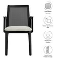thumbnail image 3 of Side Dining Chair Armchair, Ivory White, Fabric, Wood, Rattan, Bar Pub Cafe Bistro Dining Kitchen Hospitality Restaurant, Modern Contemporary, HB37087, 3 of 9
