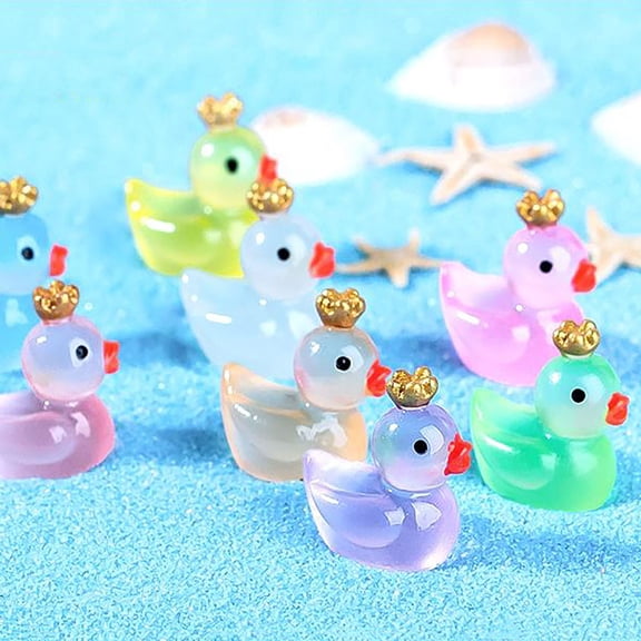 Tarmeek Glowing Duck Ornament Pink Large 10pcs Glow in Dark Resin Fish Tank Decoration Luminous Aquarium Decor Safe Mini Ducks for Aquarium Accessories