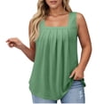 thumbnail image 1 of Gpoecd Plus Size Tank Tops for Women Women's Casual Square Neck Pure Color Ruffle Detail Blouse for Spring Summer Camisole Tops for Women Light Green,L, 1 of 7