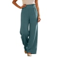 thumbnail image 2 of Lounge Pants Women 2026 Spring Summer Elastic High Waist Wide Straight Leg Casual Loose Cotton Linen Pants with Pockets, 2 of 6