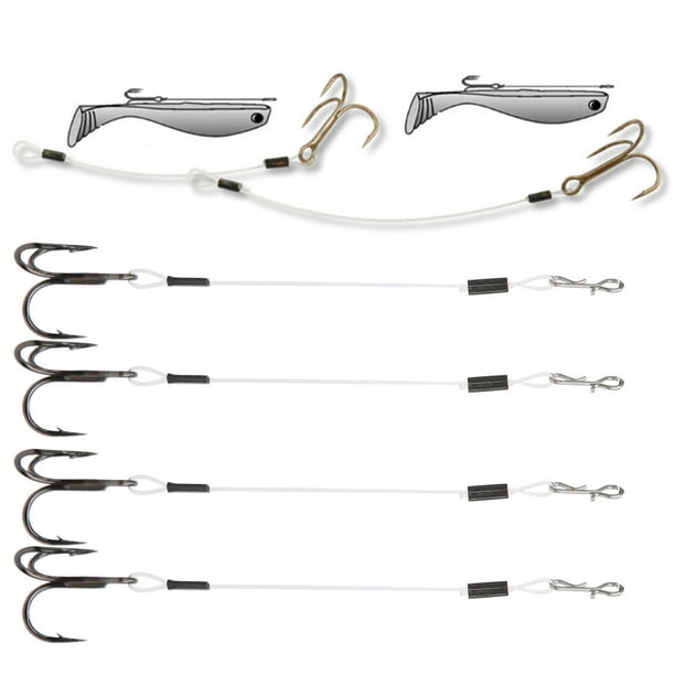 Fosa Leader Wire Hook,2 Pack SGWL‑PK110 10cm Fishing Line Hook Treble  Stinger Soft Bait for Lure Fishing,Fishing Stinger Hook 