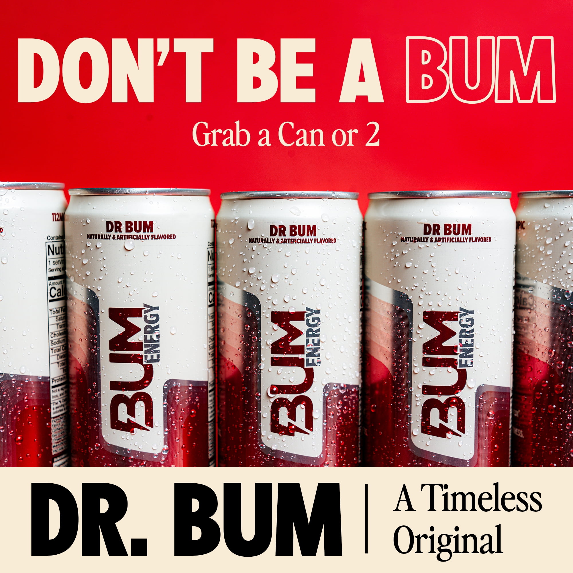 Bum Energy Dr Bum Energy Drink, 112 mg Natural Caffeine, 12 fl oz Can