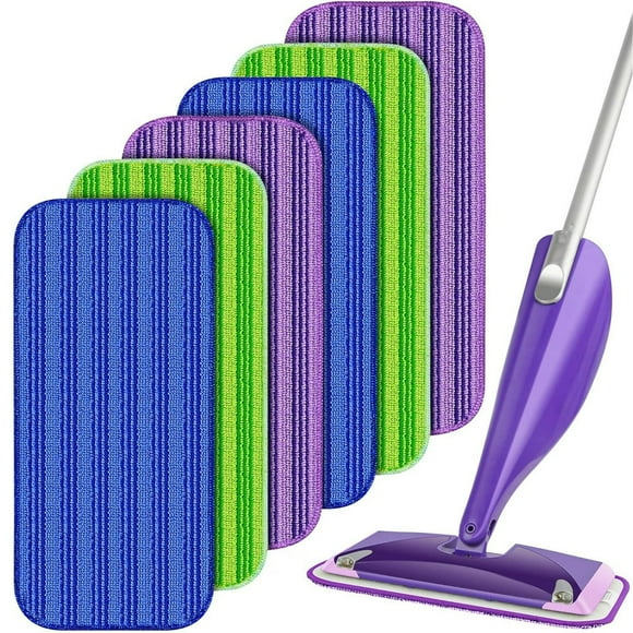 DEBGFS Mop Pads Compatible with Swiffer Wet Jet Floor Mop Reusable Mop Pads 6-Pack Wet Pad Refill Replacement for Swiffer Wetjet 12” Floor Mop