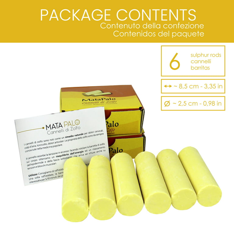 Lynpha Vitale Sulfur Bars for Pain, Neck and Ayurvedic Massage - 6 Sticks -  Azufre En Barra 