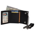 thumbnail image 6 of Leatherboss Genuine Leather Flag Print Wallet ID Card Holder with Chain, Black, 6 of 7