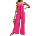 thumbnail image 2 of Pantalones de Pierna Ancha Casual Pecho Plisado Correa de Espalda Suelto para Primavera Verano, 2 of 9